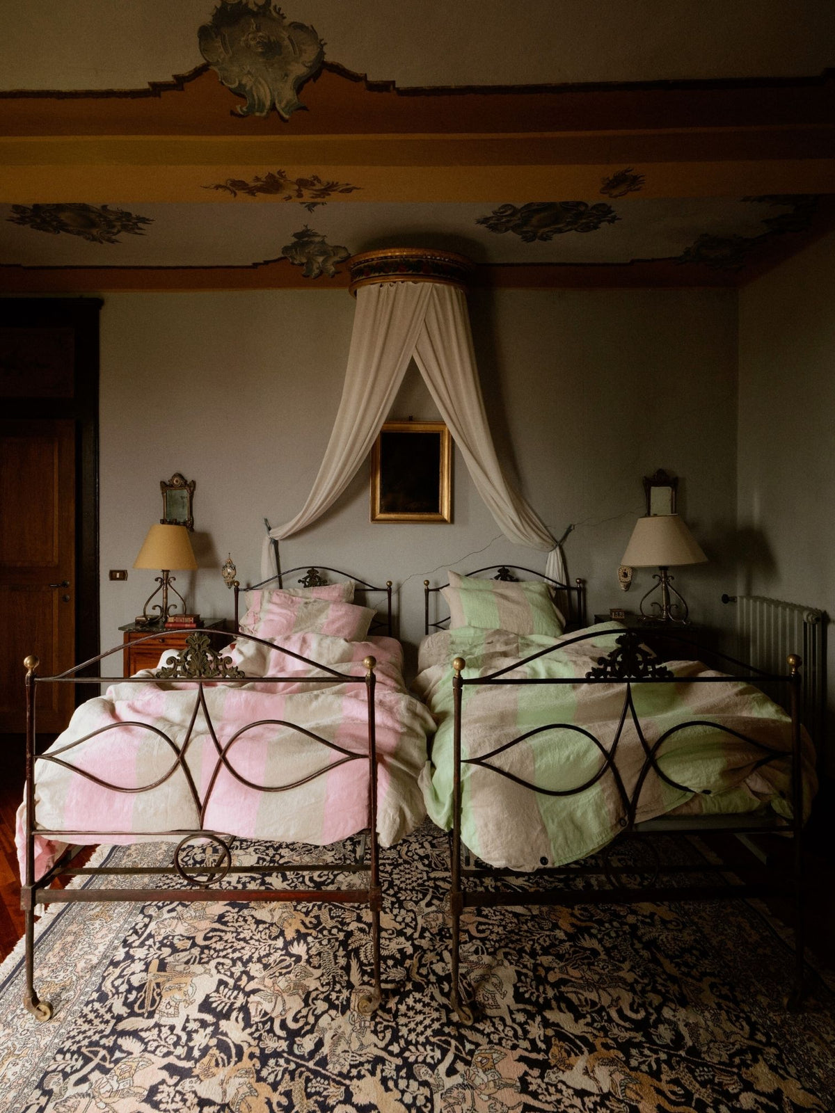 Farmhouse Duvet Cover - Pink and Creme Stripe