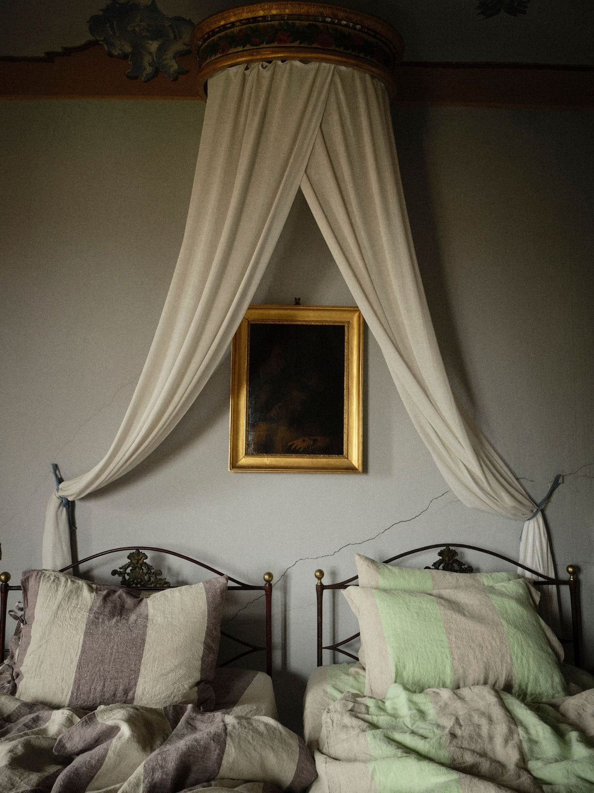 Farmhouse Pillowcase - Mint and Creme Stripe