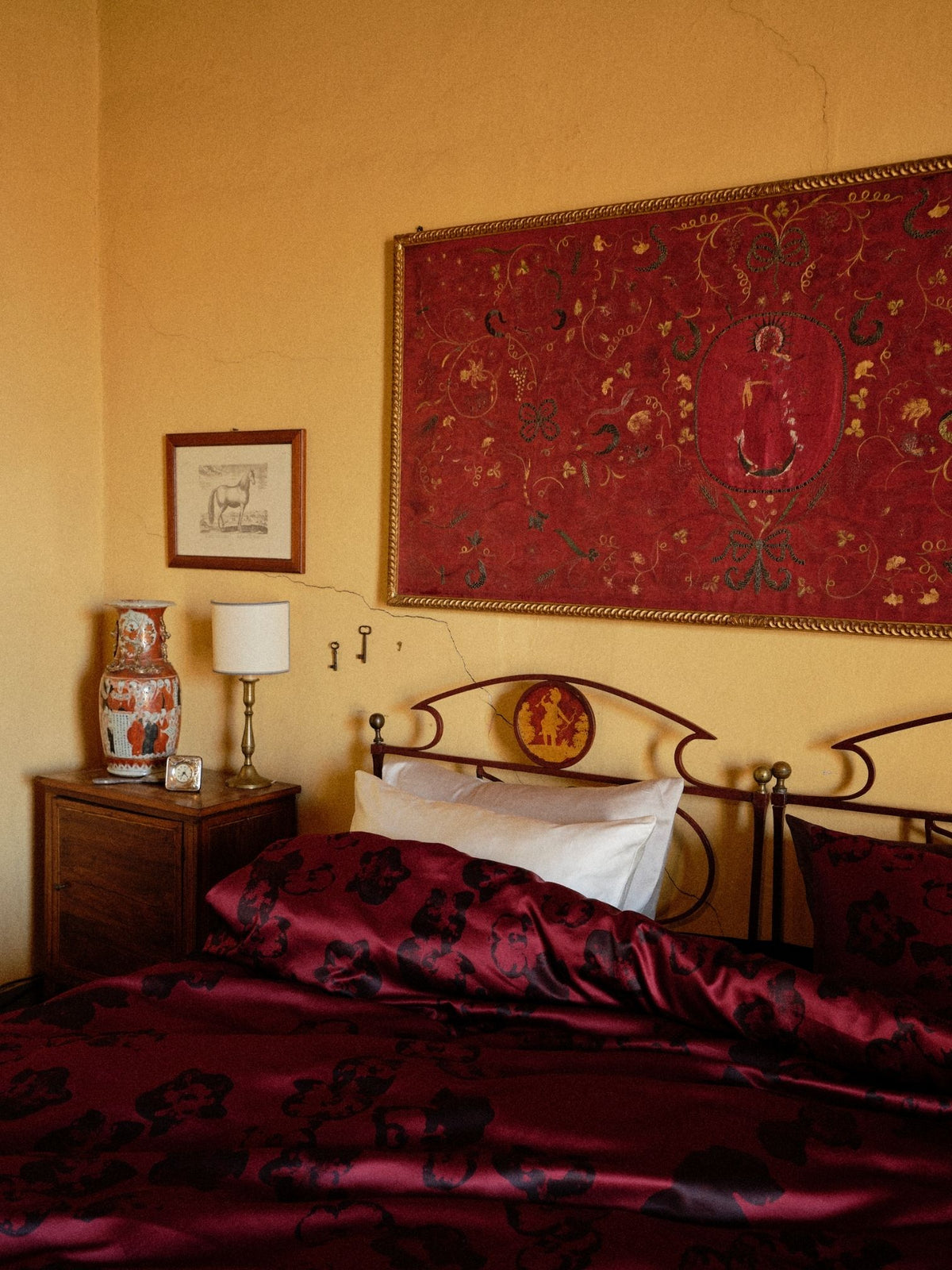 Adam Duvet Cover - Wild Orchid on Burgundy