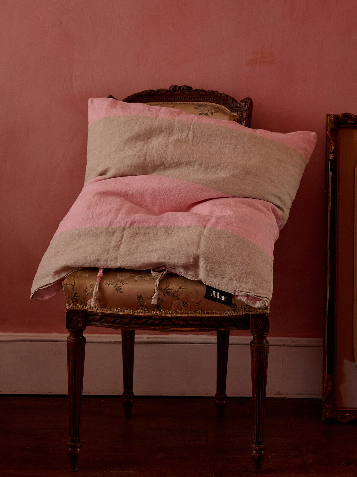 Farmhouse Pillowcase - Pink and Creme Stripe