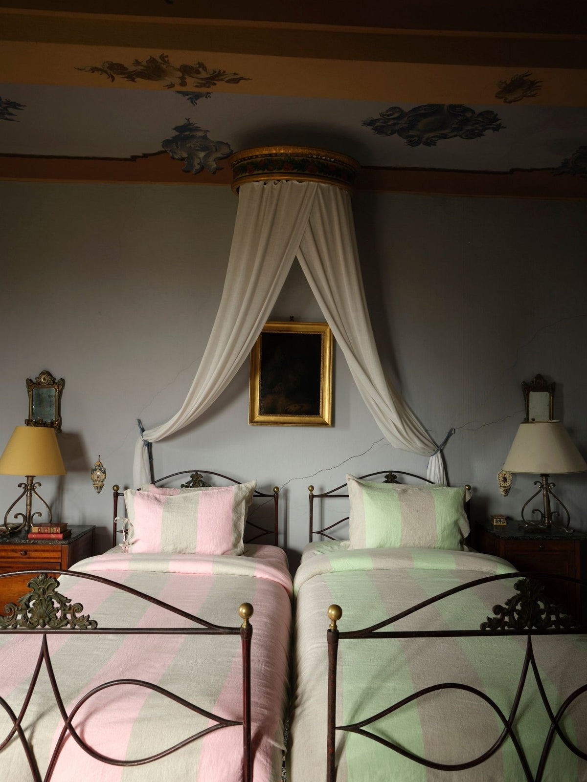 Farmhouse Duvet Cover - Mint and Creme Stripe