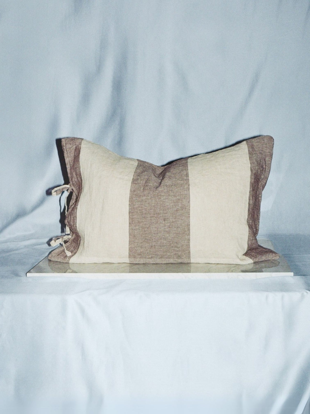 Farmhouse Pillowcase - Brown and Creme Stripe
