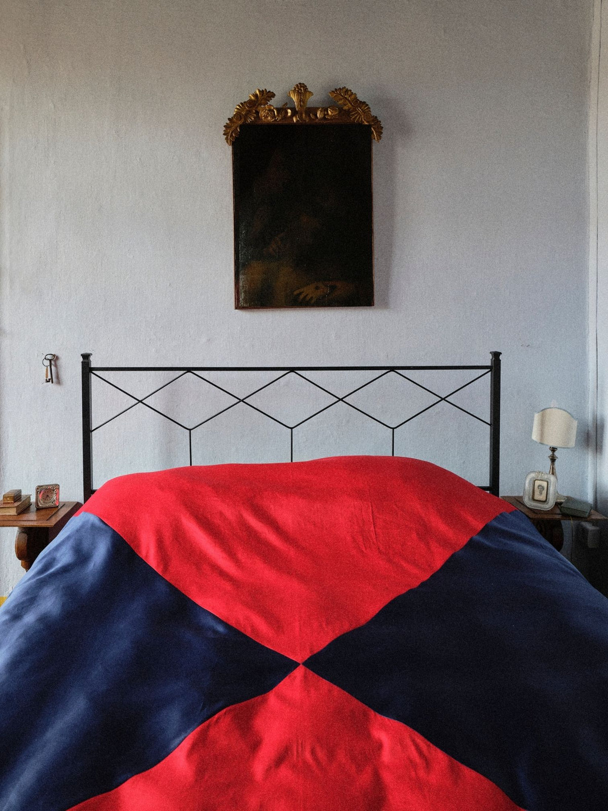 Magpie Duvet Cover - Navy and Cardinal Red