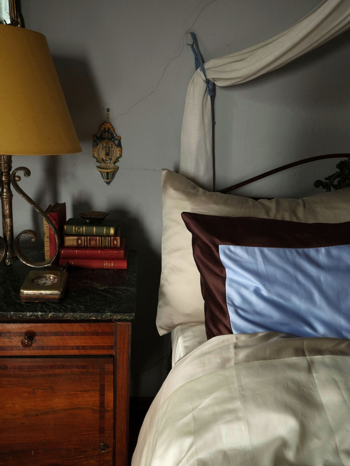 October Pillowcase - Chocolate Brown and Baby Blue